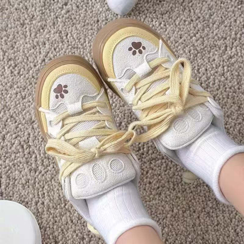 Damen Sneakers mit süßem Pfotenmotiv und atmungsaktivem Mesh-Obermaterial R&B