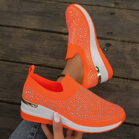 Damen Glitzernde Slip-On Sneakers mit atmungsaktivem Obermaterial und modischem Design R&B