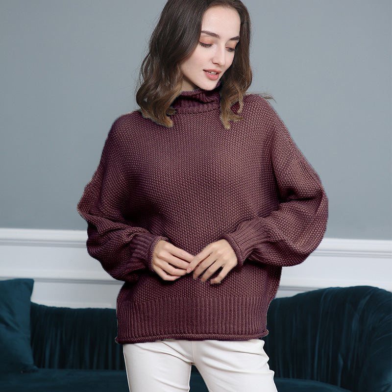 Damen Grobstrickpullover mit Rollkragen und luftiger Schnittgestaltung R&B