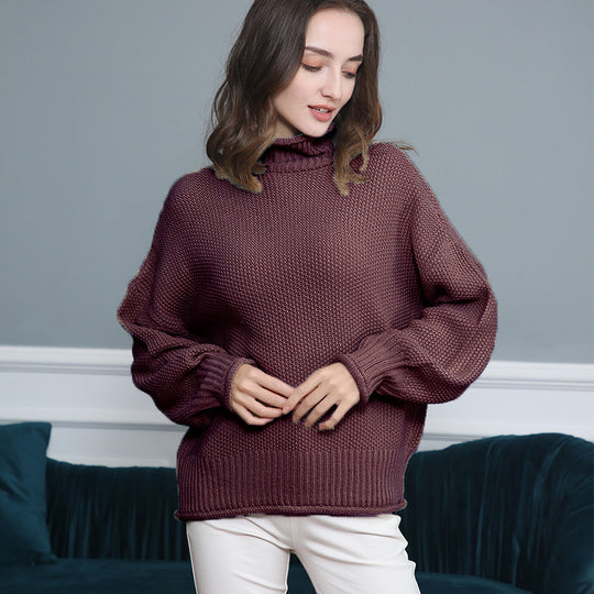Damen Grobstrickpullover mit Rollkragen und luftiger Schnittgestaltung R&B