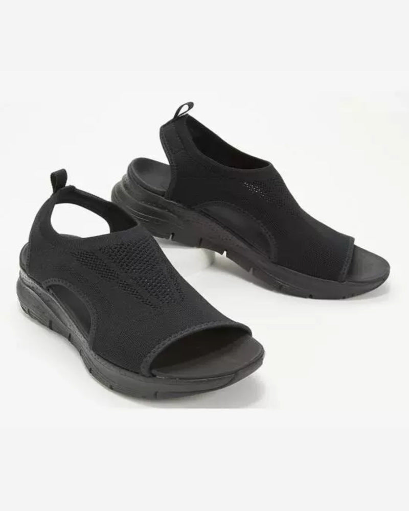 Damen Komfortable Sandaletten mit atmungsaktiver Strickoberfläche und ergonomischem Fußbett R&B