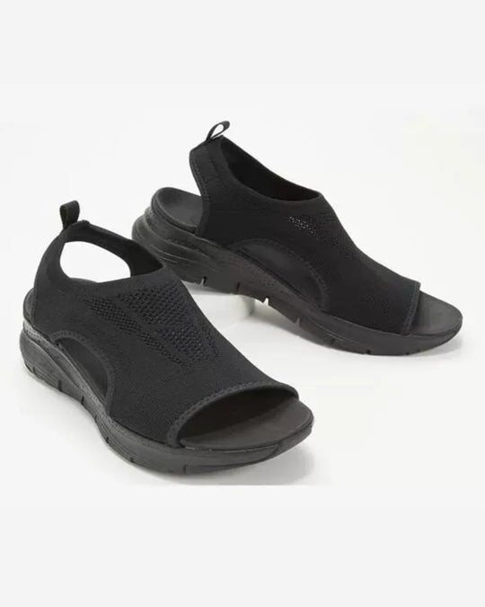 Damen Komfortable Sandaletten mit atmungsaktiver Strickoberfläche und ergonomischem Fußbett R&B