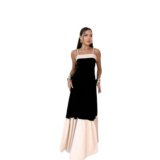 Damen Maxikleid aus hochwertiger Baumwolle mit kontrastierendem Saum R&B