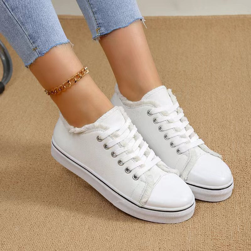 Damen Sneaker mit fransigem Obermaterial und modischer Riemenverzierung R&B