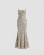 Abendkleid lang mit Spitze und Stickerei