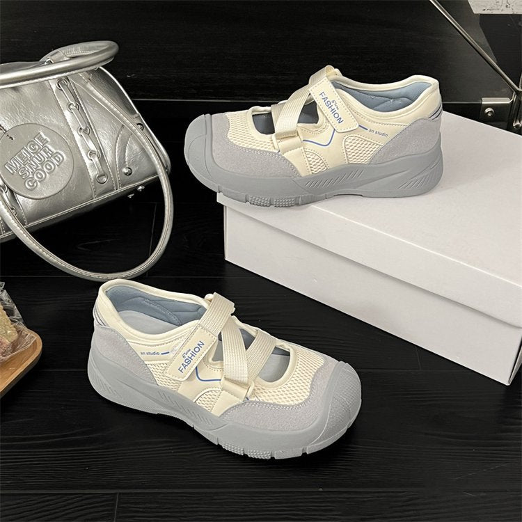 Damen modische Sneaker mit einzigartigem Riemchendesign und atmungsaktiver Oberflächenstruktur R&B