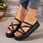 Damen Komfortable und modische Plateau-Sandalen mit gekreuzten Riemen R&B
