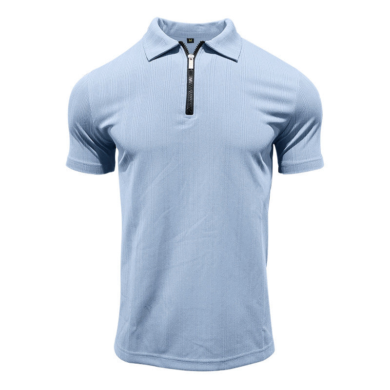 Herren Poloshirt mit modernem Reißverschluss und atmungsaktiver Struktur R&B