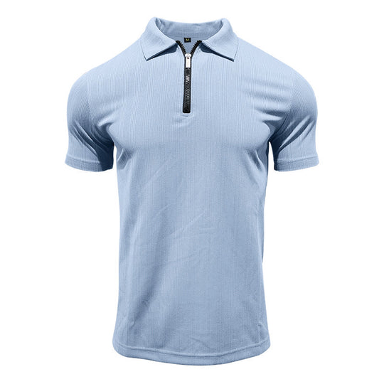 Herren Poloshirt mit modernem Reißverschluss und atmungsaktiver Struktur R&B