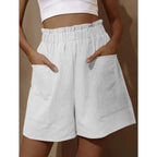 R&B | Shorts aus Baumwolle und Leinen mit hoher Taille für Damen