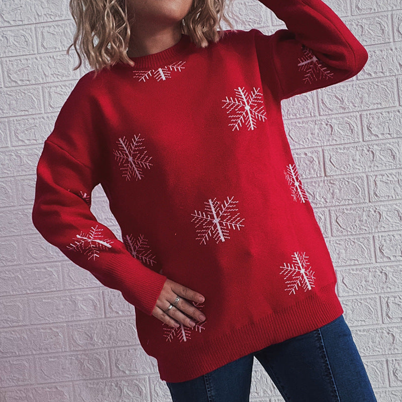 Damen Festlicher Pullover mit fröhlichem Glockenmotiv und lässigem Schnitt R&B