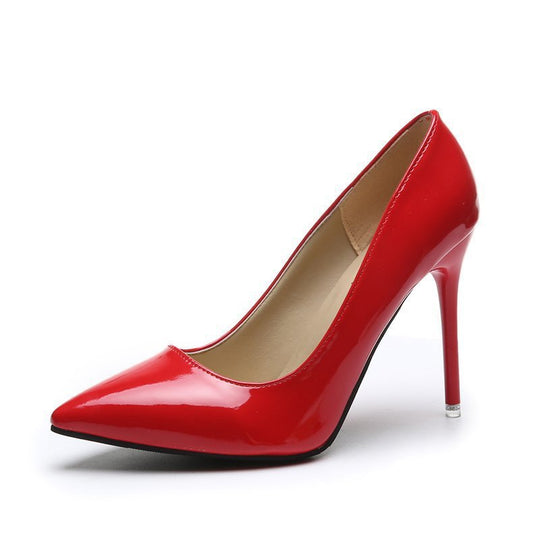 Damen elegante High Heels mit spitzem Zehenbereich und glanzvollem Finish R&B