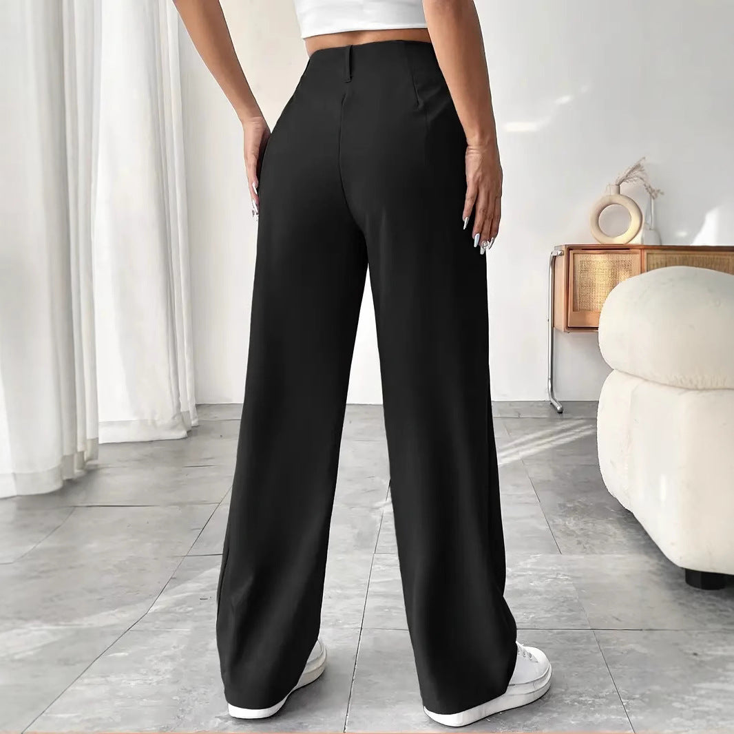Damen Elegante Bundfaltenhose mit weitem Schnitt R&B