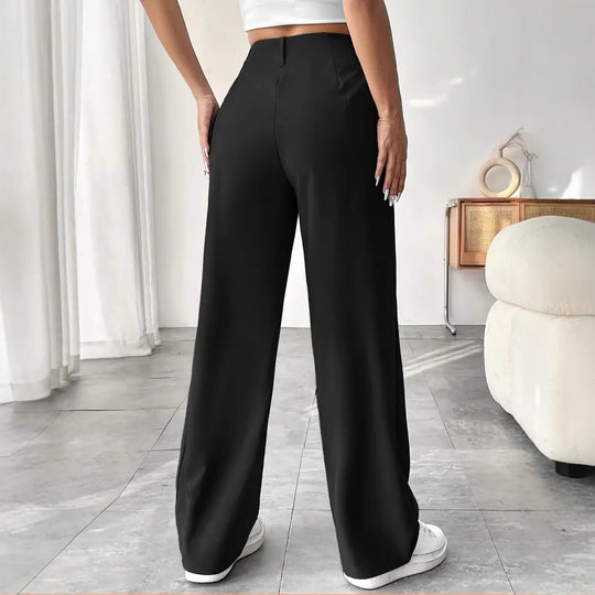Damen Elegante Bundfaltenhose mit weitem Schnitt R&B