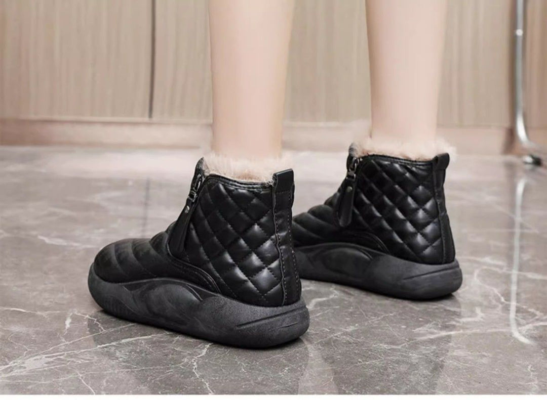Damen modische Winter-Sneaker mit kuscheligem Innenfutter und praktischem Reißverschluss R&B