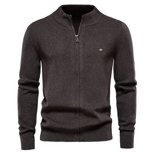 Herren Strickjacke mit modischem Stehkragen und Reißverschluss R&B