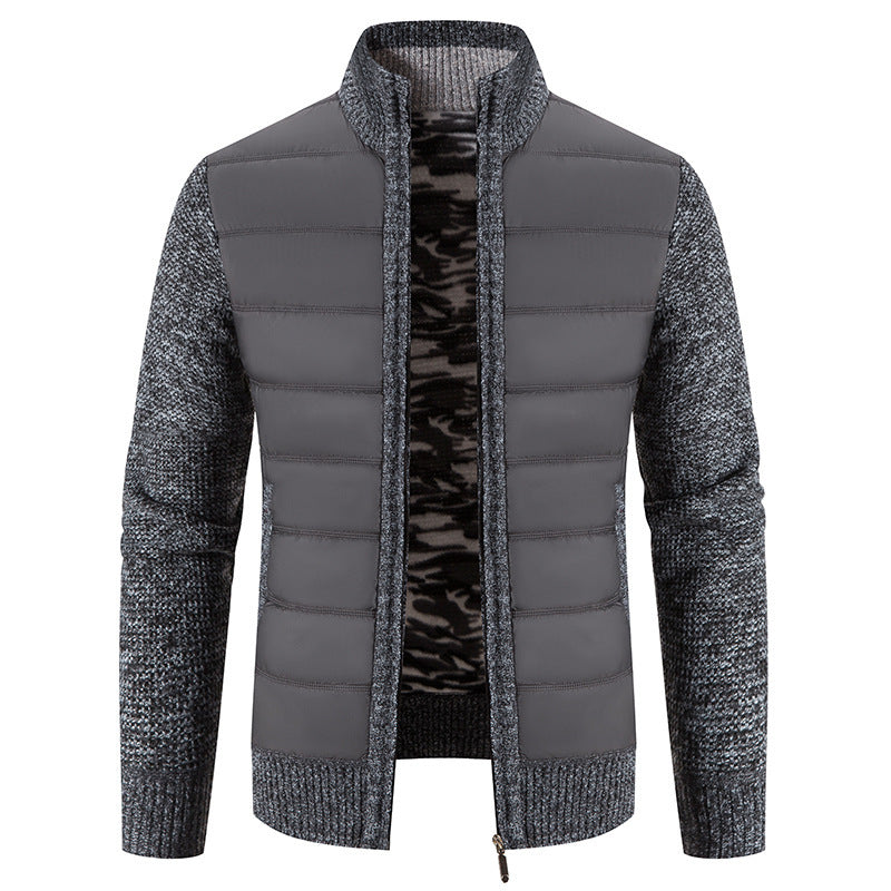Herren hybride Steppjacke mit modischem Strickdesign R&B