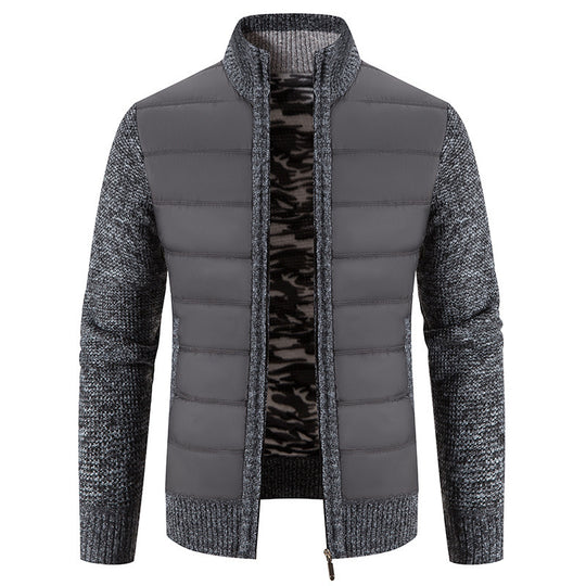 Herren hybride Steppjacke mit modischem Strickdesign R&B