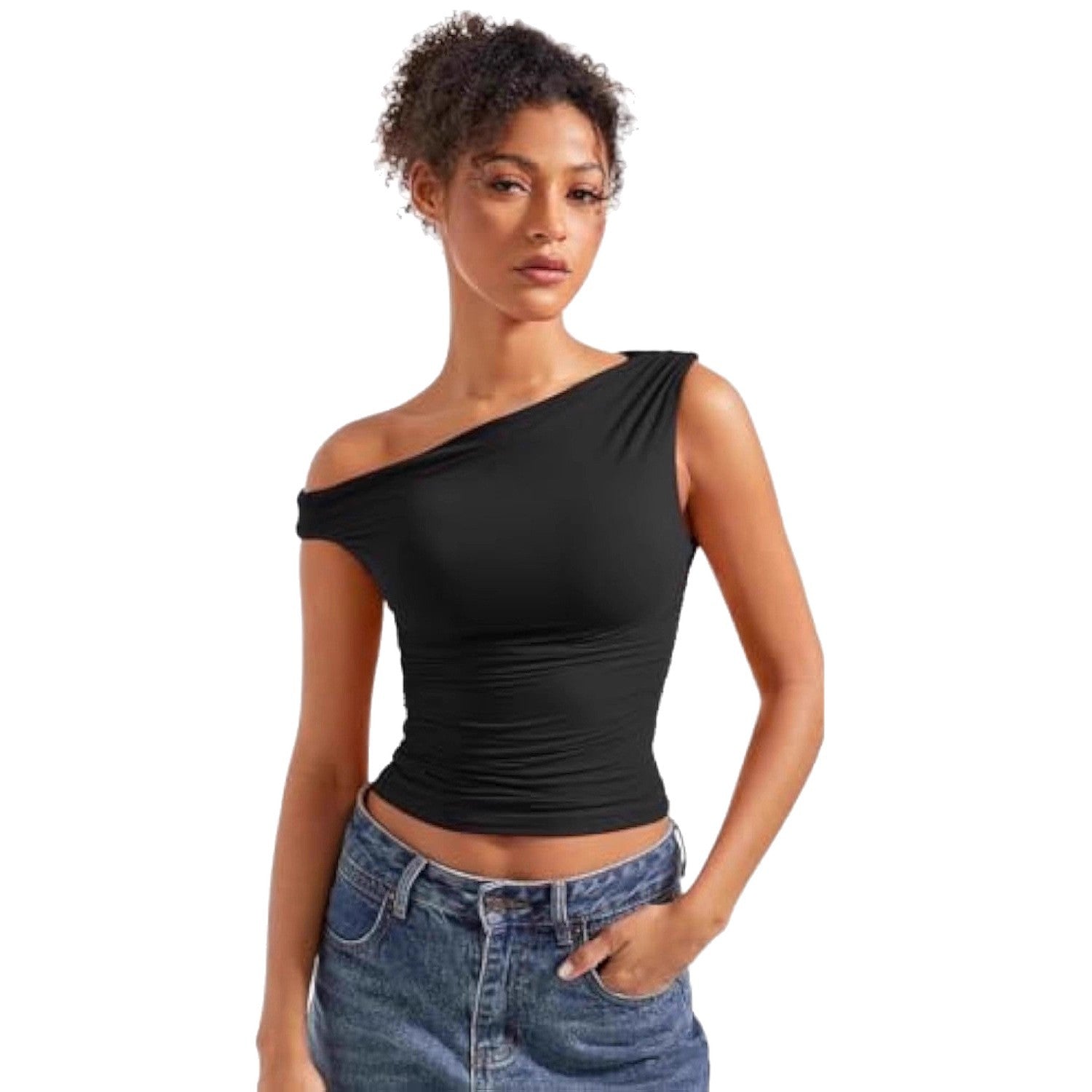 Damen figurbetontes Oberteil mit asymmetrischem Ausschnitt R&B