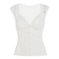 Damen Spitzen-Cropped-Top mit elegantem V-Ausschnitt und Rüschendetails R&B