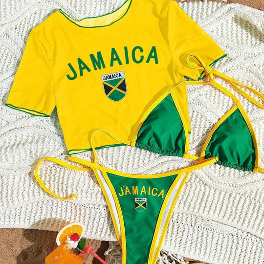 Damen Sportlicher Bikini mit transparentem Oberteil R&B