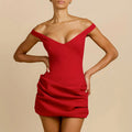 Damen Figurbetontes Minikleid mit schulterfreiem Design und raffinierten Drapierungen R&B