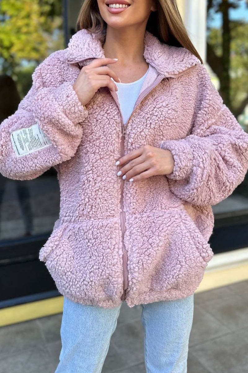 Damen Kuschelige Fleecejacke mit hohem Kragen und praktischen Taschen R&B