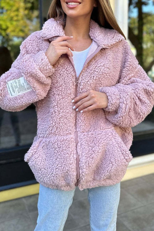 Damen Kuschelige Fleecejacke mit hohem Kragen und praktischen Taschen R&B