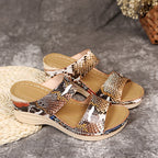 Damen Komfortable Wedge-Sandalen mit animalischem Muster R&B