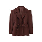 Damen Blazerjacke mit breiten Schultern und taillierbarem Gürtel R&B
