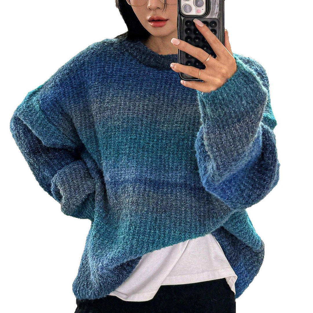 Damen Flauschiger Pullover mit strukturiertem Farbverlauf und weitem Schnitt R&B