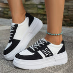 Damen Plateau-Sneaker mit innovativer Sohlenkonstruktion und modischem Schnürdesign R&B