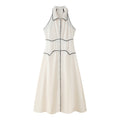 Damen Maxikleid mit elegantem Kragen und feinem Knopfdesign R&B