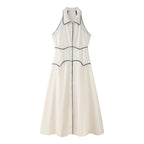 Damen Maxikleid mit elegantem Kragen und feinem Knopfdesign R&B