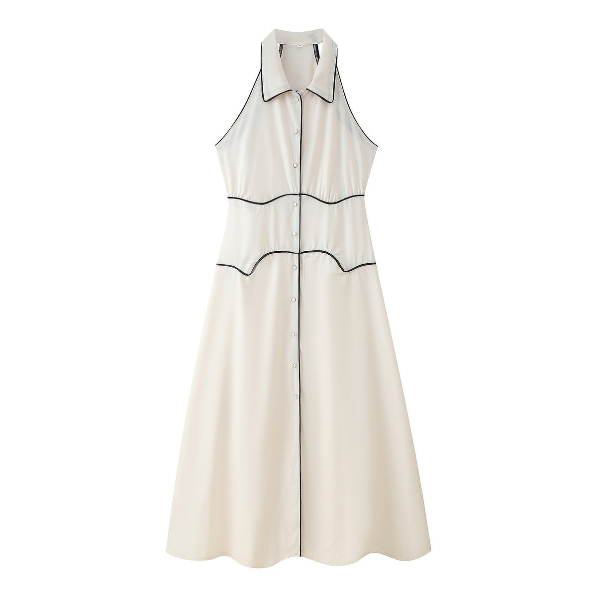 Damen Maxikleid mit elegantem Kragen und feinem Knopfdesign R&B