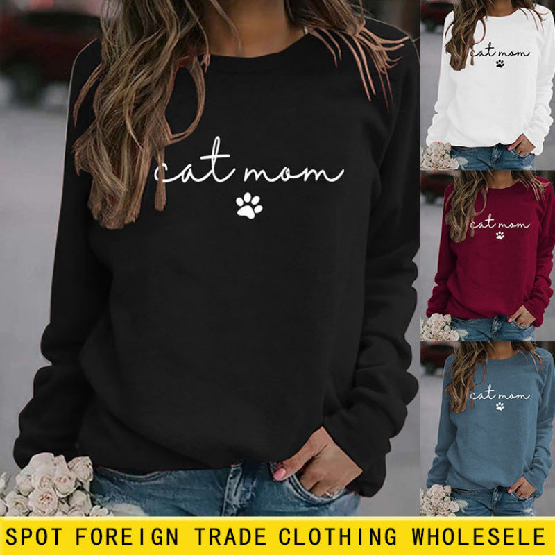 Damen Sweatshirt mit kreativem Katzenmama-Design