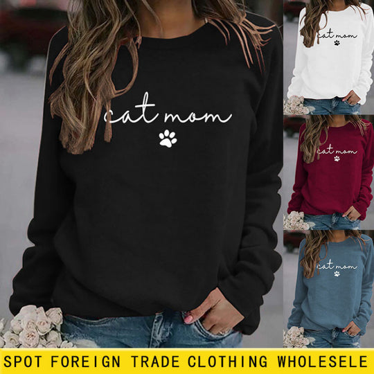 Damen Sweatshirt mit kreativem Katzenmama-Design R&B