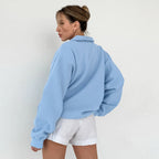Damen Übergroßer Pullover mit Polokragen und lässigem Schnitt R&B