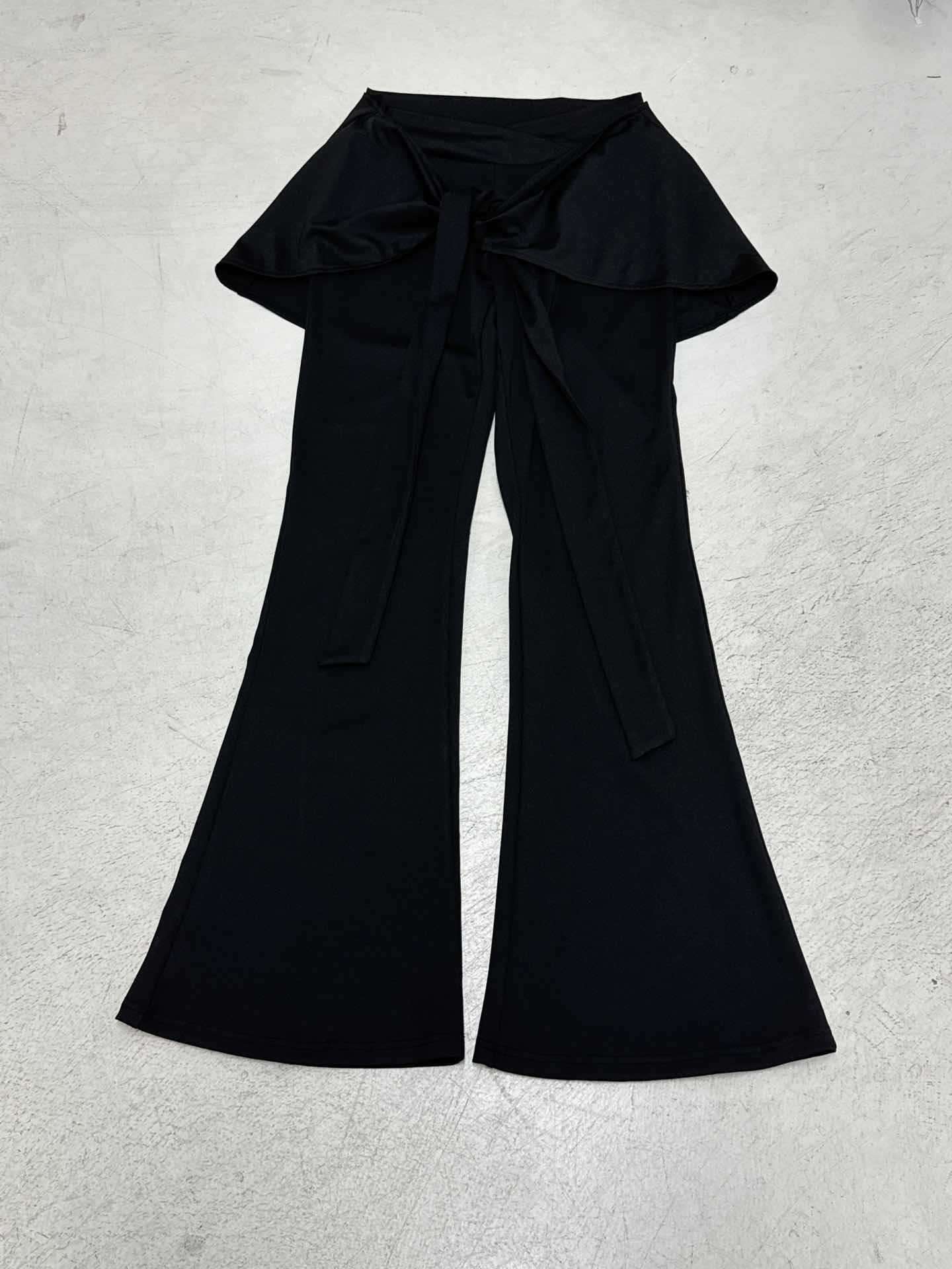Damen Elegante Flared Pants mit weitem Saum und bindbarem Taillenband R&B