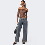 Damen Weite Jeans mit hohem Bund und lässigem Schnitt R&B