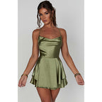 Damen verspieltes Minikleid mit Spaghettiträgern und voluminösem Rock R&B