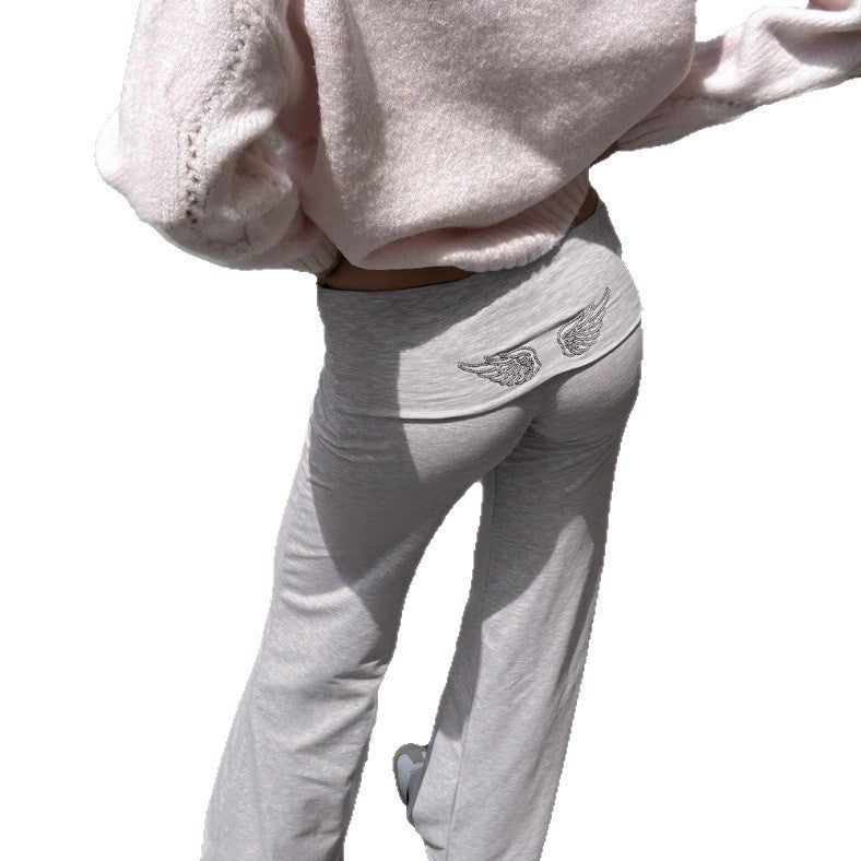 Damen nan weite Palazzohose mit Umschlagbund aus elastischem Viskosejersey R&B
