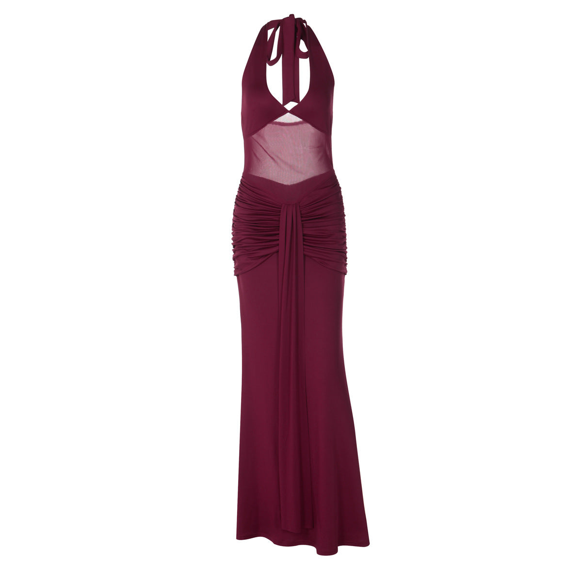 Damen elegantes Maxikleid mit raffinierten Raffungselementen R&B