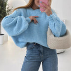 Damen kuscheliger Pullover mit voluminösen Ärmeln und strukturiertem Design