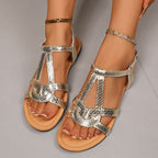 Damen Riemchen-Sandalen mit modischem Schlangenleder-Design R&B