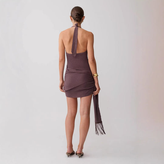 Damen Neckholder Minikleid mit figurbetonender Drapierung R&B