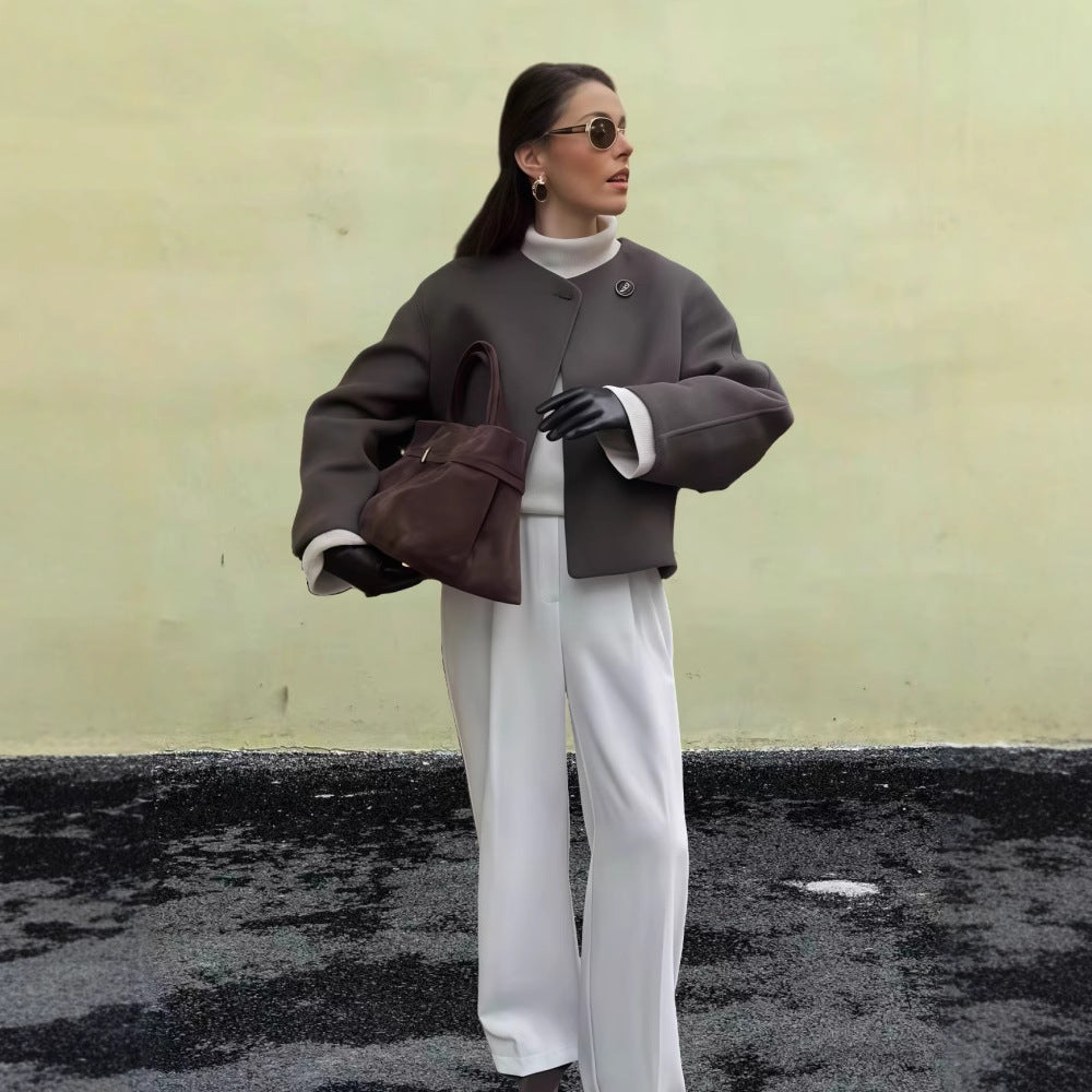 Damen Schulterjacke mit voluminösen Ärmeln und schickem Schnitt R&B