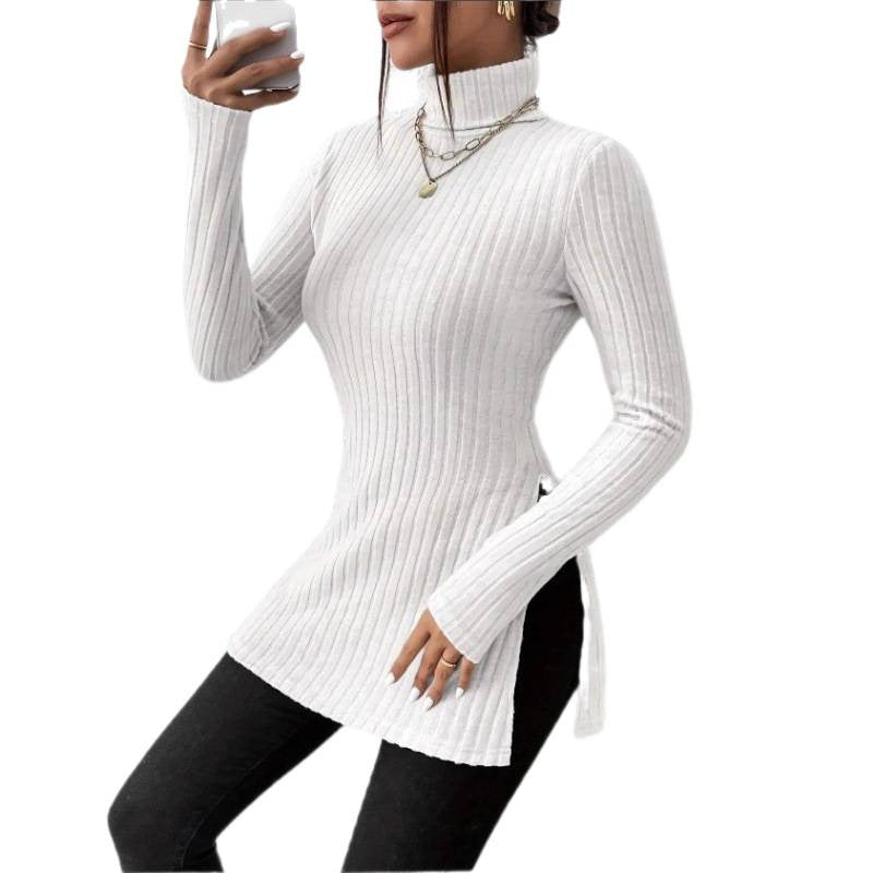 Damen Modischer Rollkragenpullover mit angesagter Rippstruktur R&B