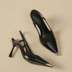 Damen elegante Slingback Pumps mit metallic glänzendem Obermaterial R&B