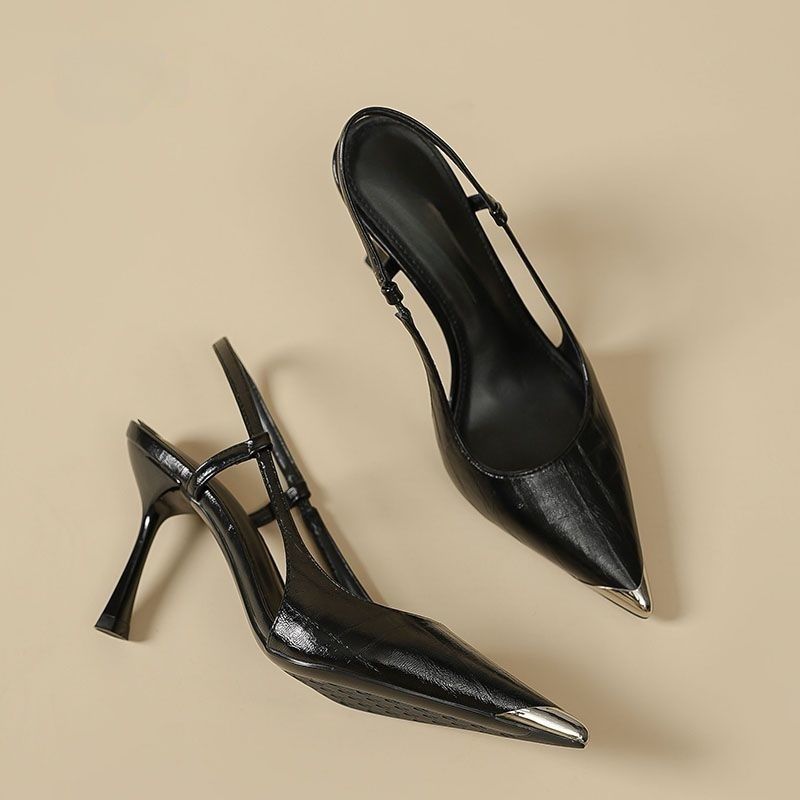 Damen elegante Slingback Pumps mit metallic glänzendem Obermaterial R&B